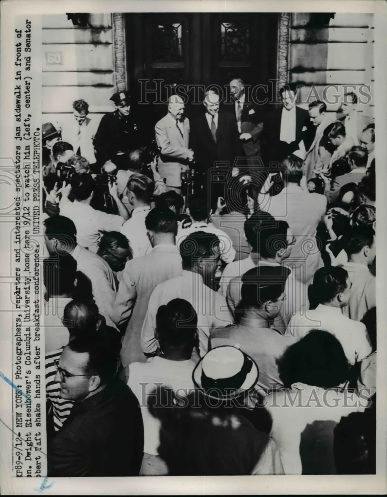 1952 Press Photo Dwight Eisenhower Columbia University home & Senator Taft