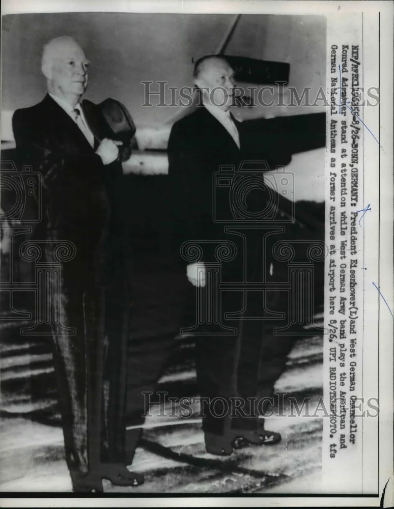 1959 Press Photo President Eisenhower & West Germany Chancellor Konrad Adenauer