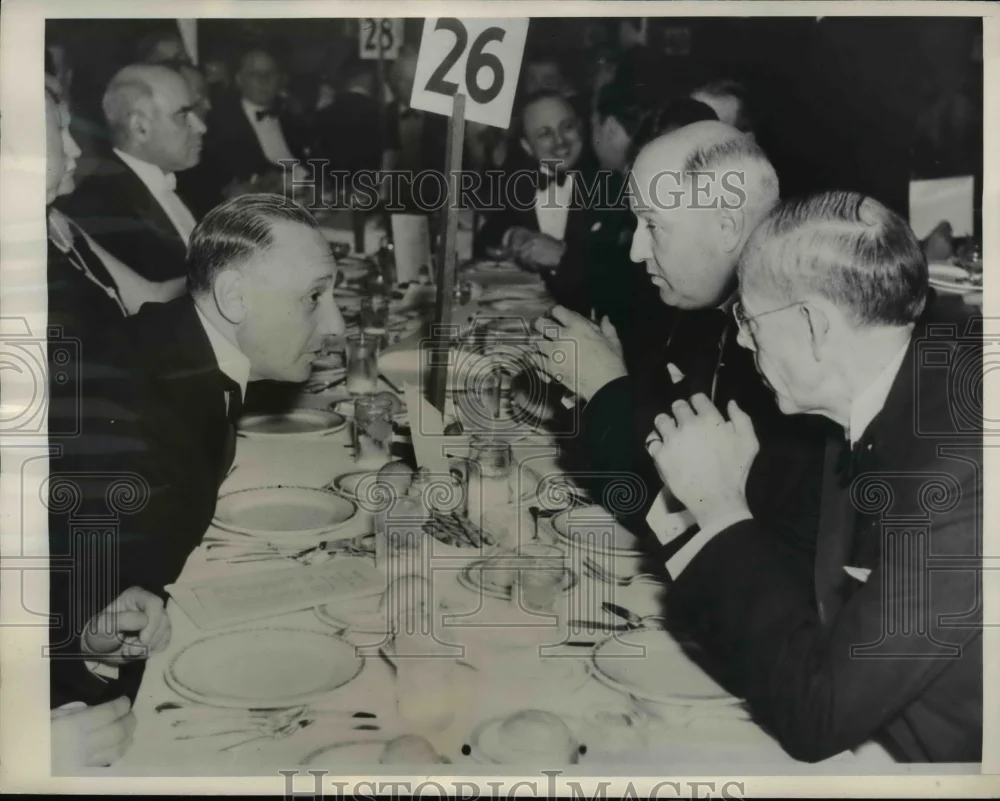 1936 Press Photo NY State Democrats campaign, Clarence Low, Mayor John Thatcher
