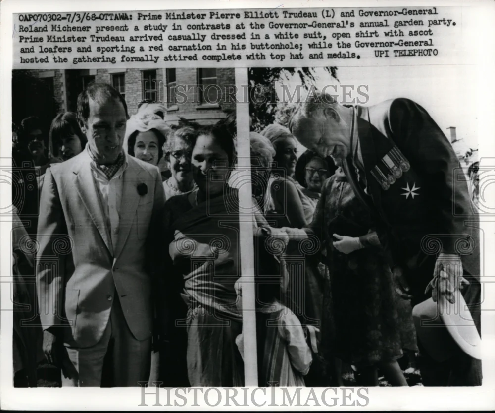 1969 Press Photo Prime Minister Pierre Trudeau & Governor General R Michenerr