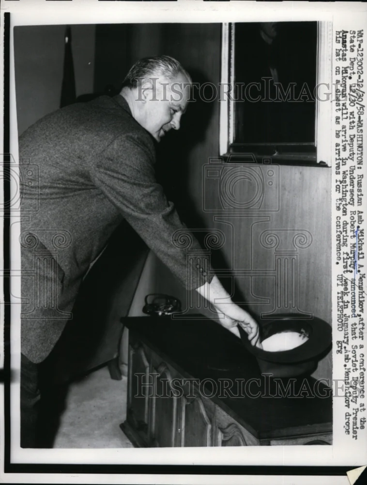1958 Press Photo Russian ambassador Mikhail Menshikov at DC State Department