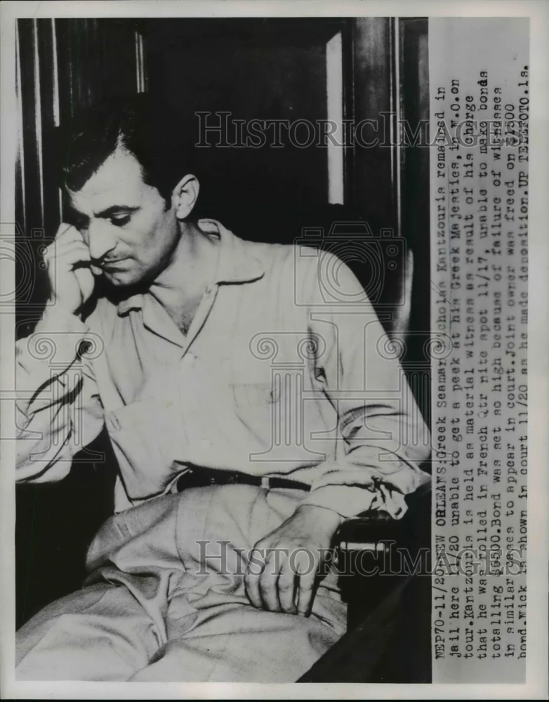 1953 Press Photo Greek Seaman Nicholas Nantzournia In Jail - nee96407