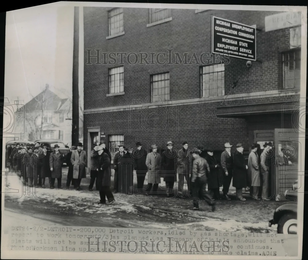 1948 Press Photo 220000 Detroit workers will not report to work - nef02682