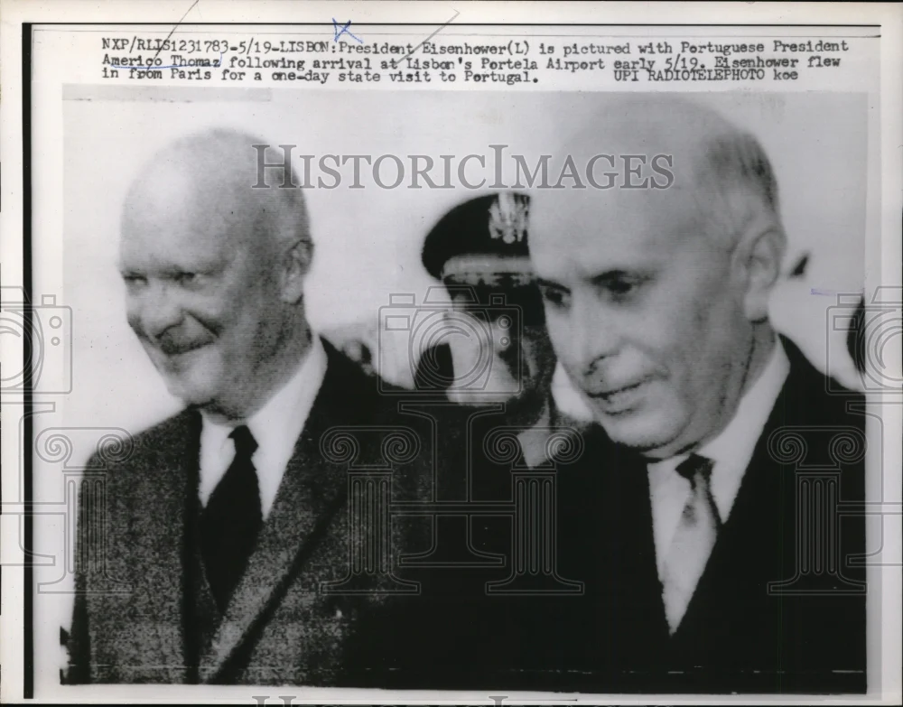 1960 Press Photo Pres Eisenhower pictured with Portuguese Pres Americo Thomaz