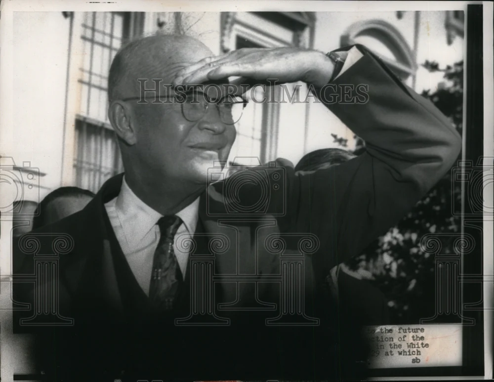 1956 Press Photo President Eisenhower Looks into Distance - nef09873