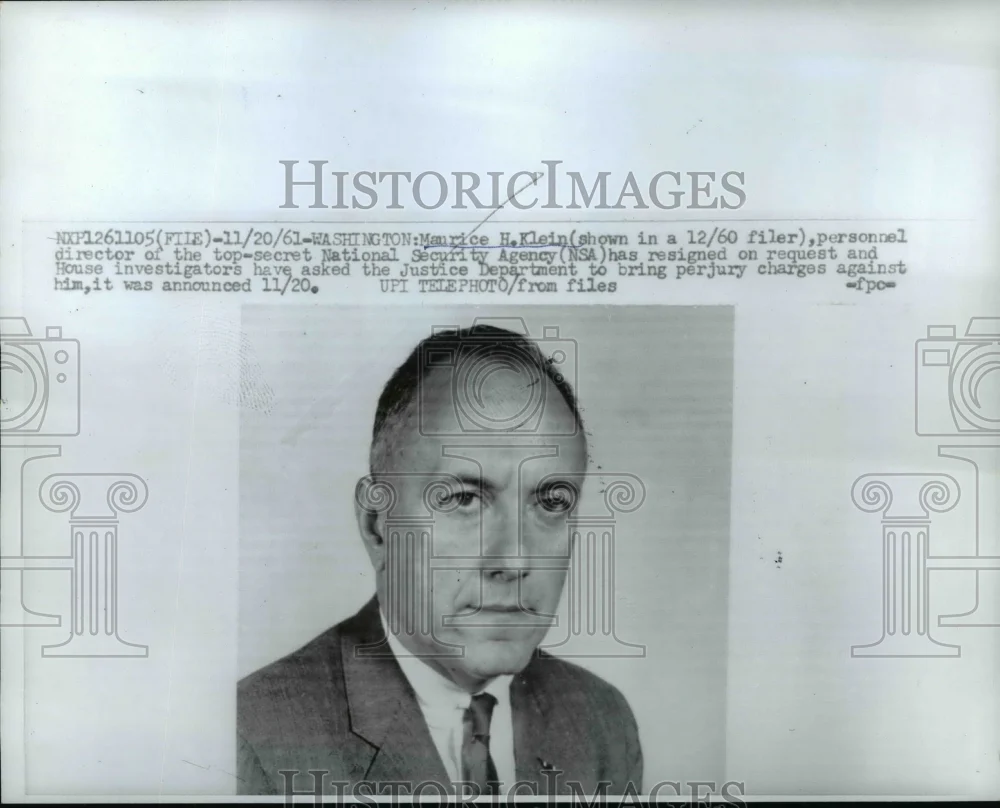 1961 Press Photo Maurice Klein Director Top Secret Security Agency Resigns