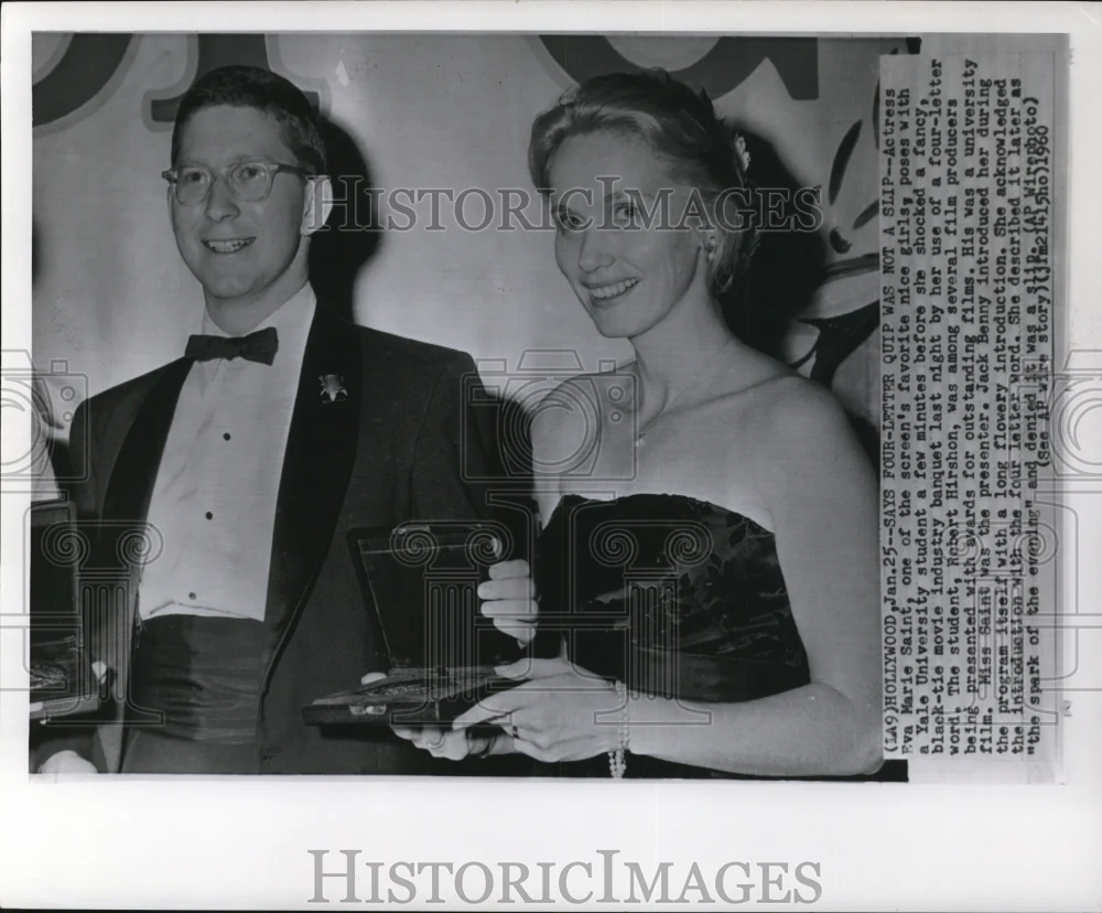 1960 Press Photo Eva Marie Saint & Robert Hirson at Hollywood Banquet