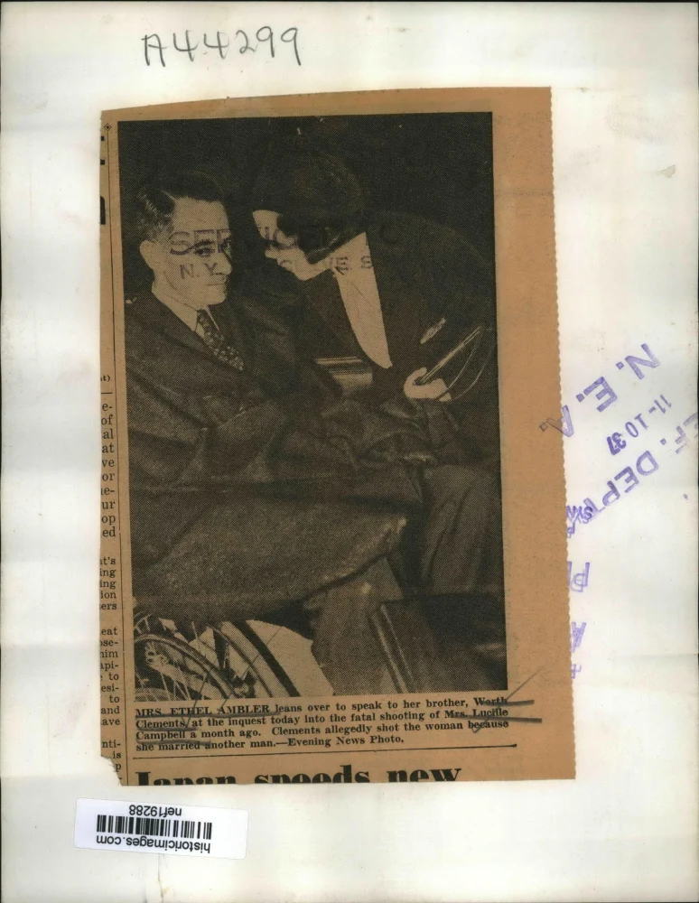 1937 Press Photo Ethel Ambler, Worth Clements at Lucille Campbell Murder Inquest - Image 2
