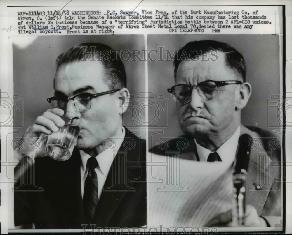 1958 Press Photo F.C Sawyer's Business Lost Thousands Due To Jurisdiction Battle