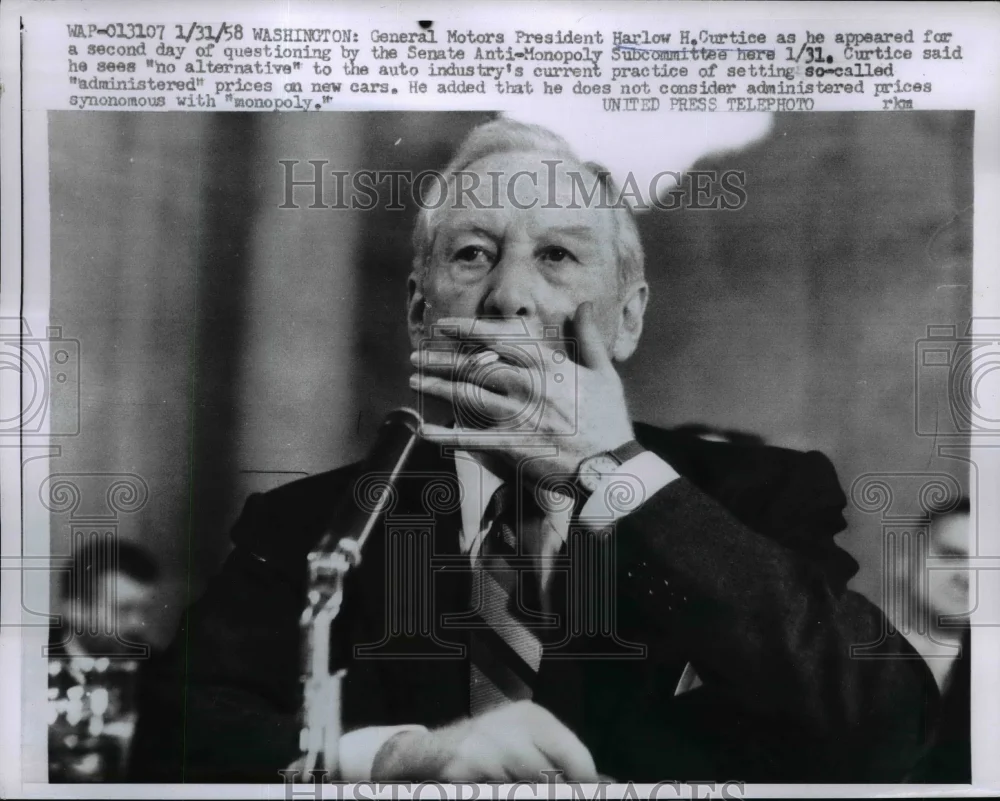 1958 Press Photo General Motors Pres Harlow Curtice At Second Day of Questioning