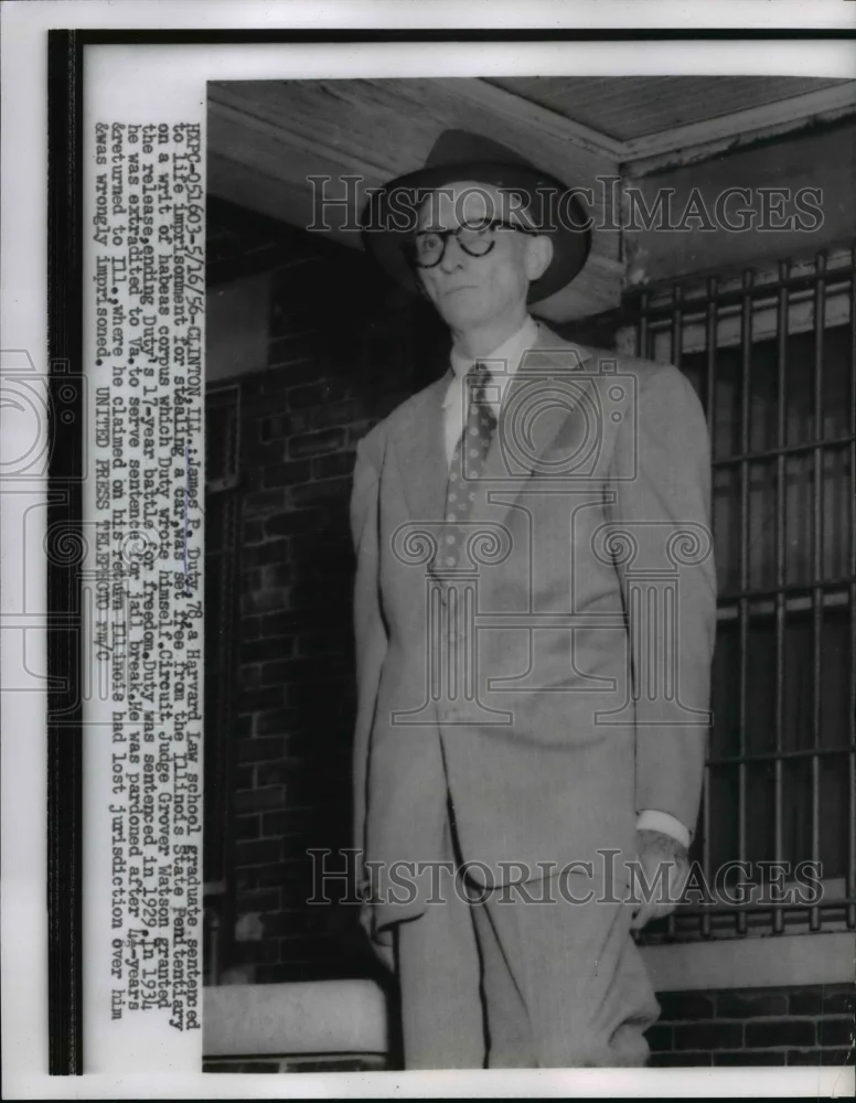 1956 Press Photo James P.Duty sentenced to life imprisonment for stealing a car
