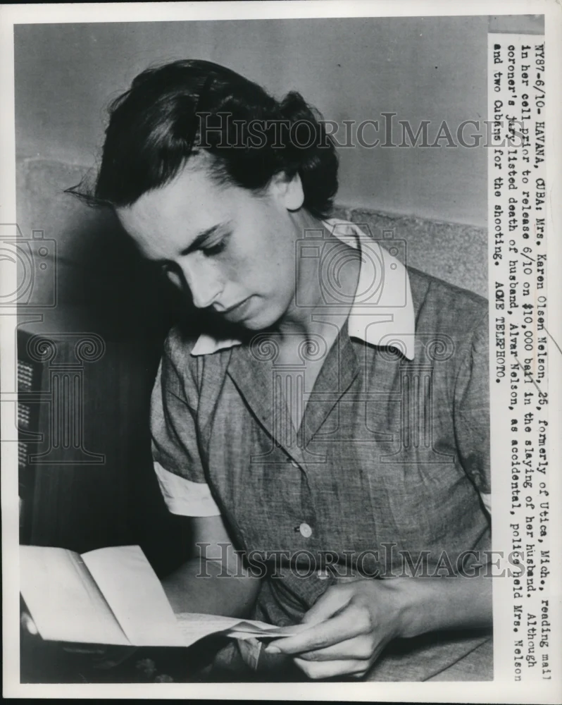 1950 Press Photo Mrs. Karen Olsen Nelson jailed for the slaying of her husband