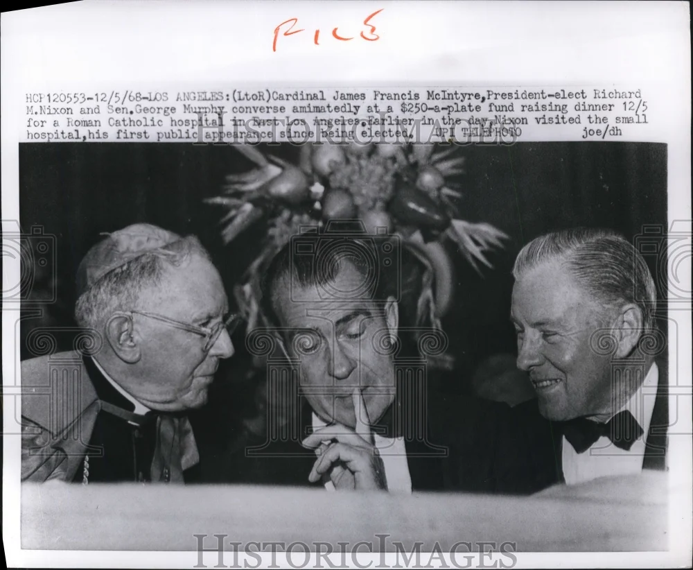 1968 Press Photo Richard Nixon & Guests at Los Angeles Fundraising Dinner