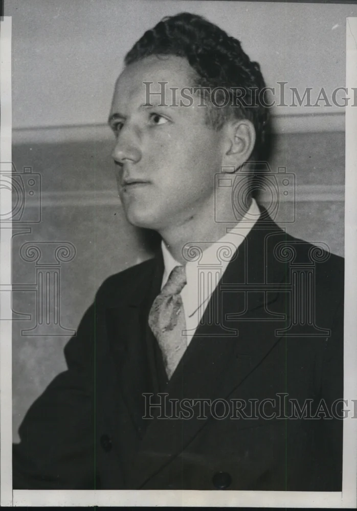 1934 Press Photo John Brennock testified at the Wynekoop Trial in Chicago