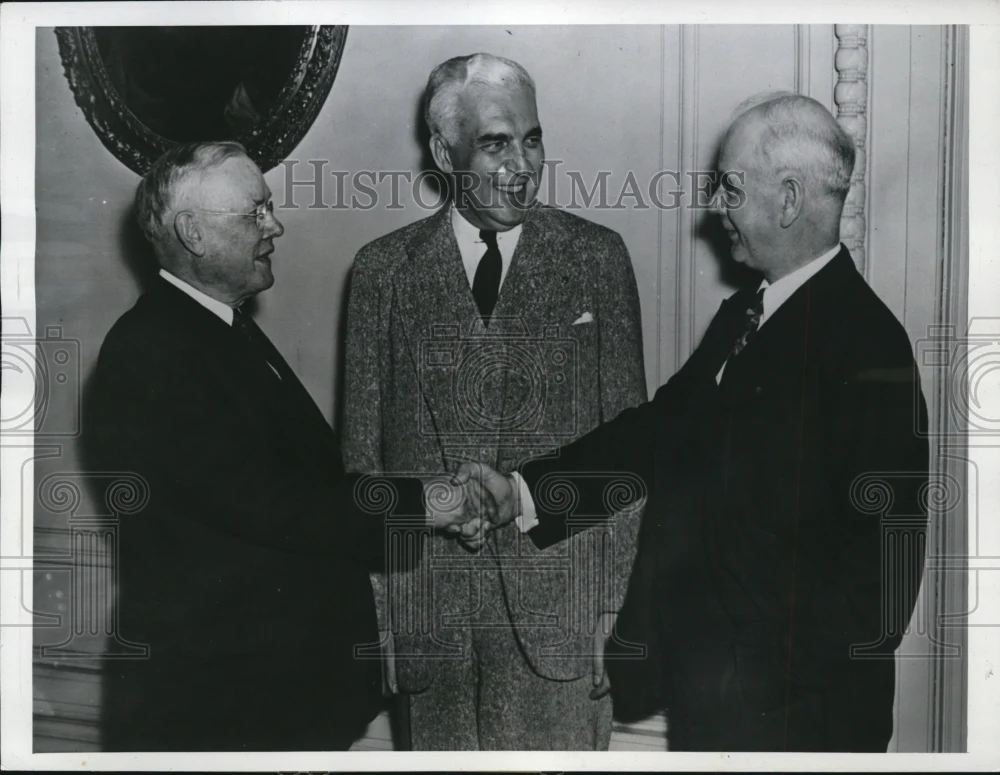 1941 Press Photo Philip Murray, William Green, Paul V. McNutt in Pittsburgh