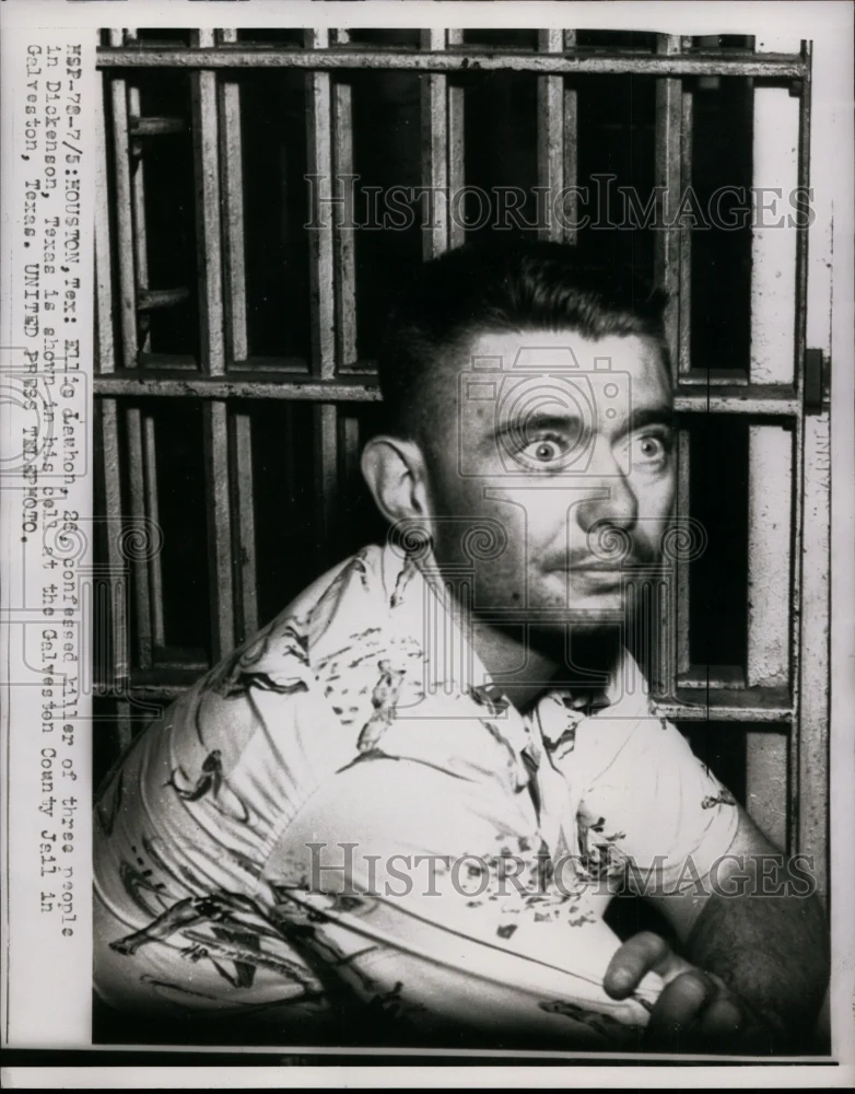 1955 Press Photo Ellis Lauhon in Cell at Galveston County Jail - nef26033