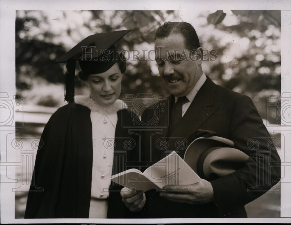 1938 Press Grover Whalen & Daughter Mary Eleanore Whalen Attend Commencement