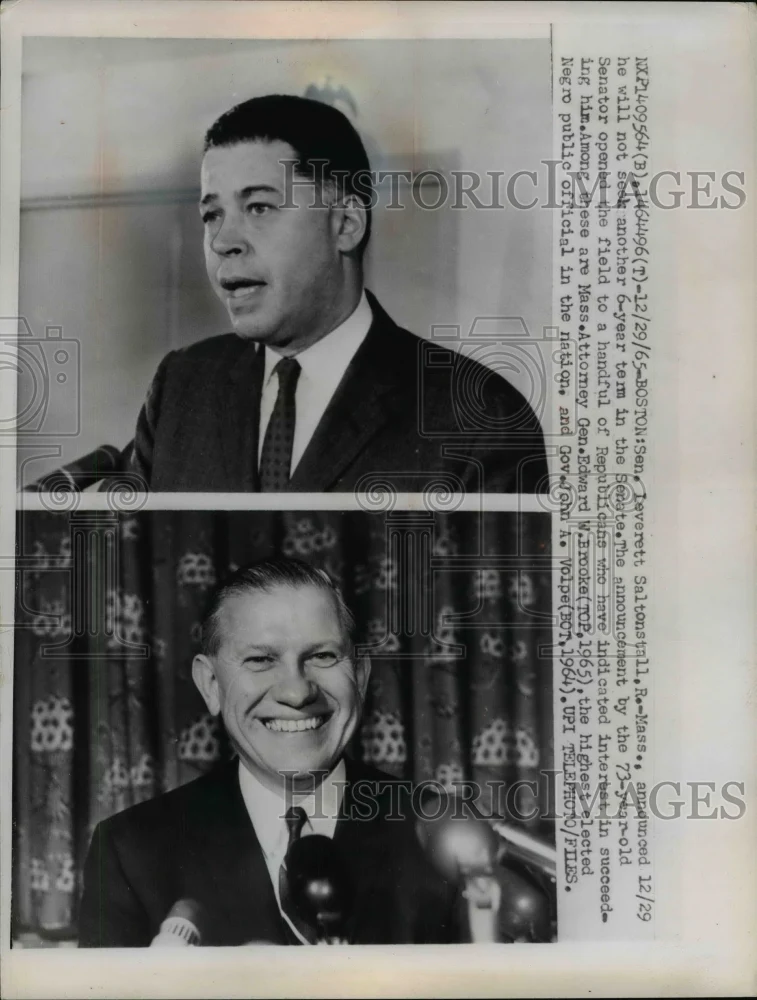 1965 Press Photo Senator Leverett Saltonstall & Attorney General Edward Brooke