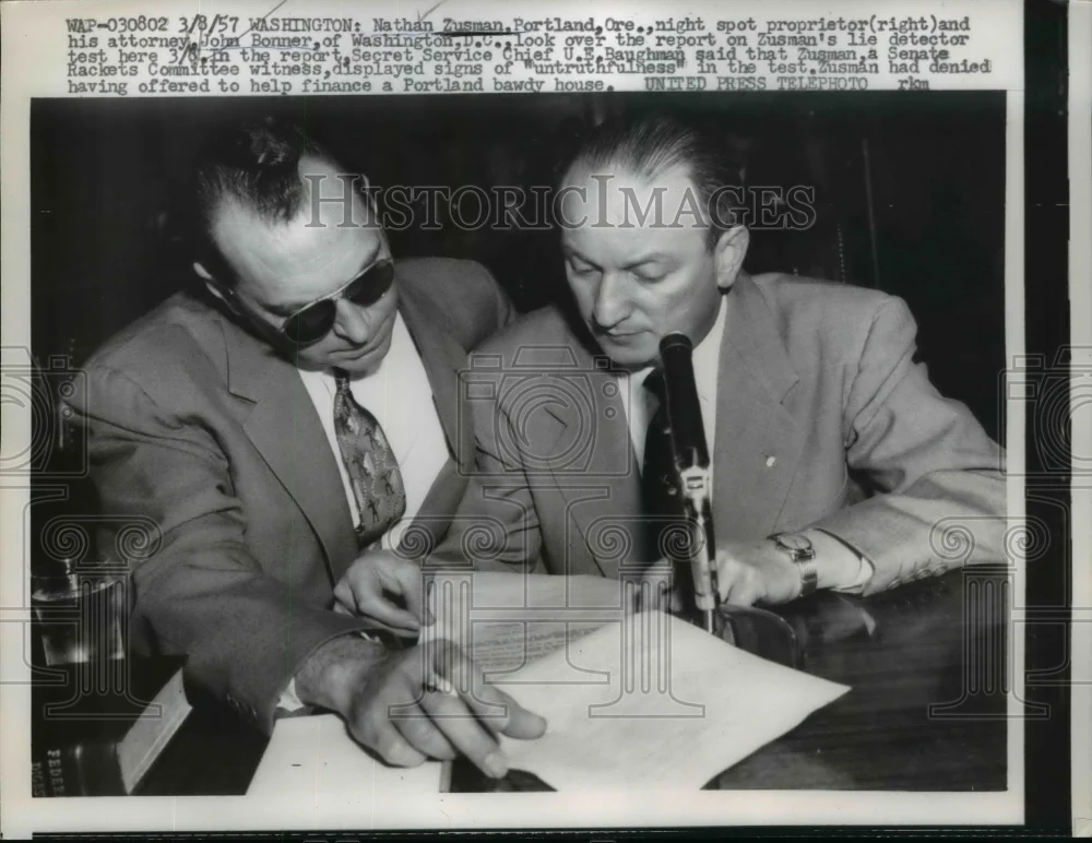 1957 Press Photo Nathan Zusman, Attorney after Senate Rackets Hearing