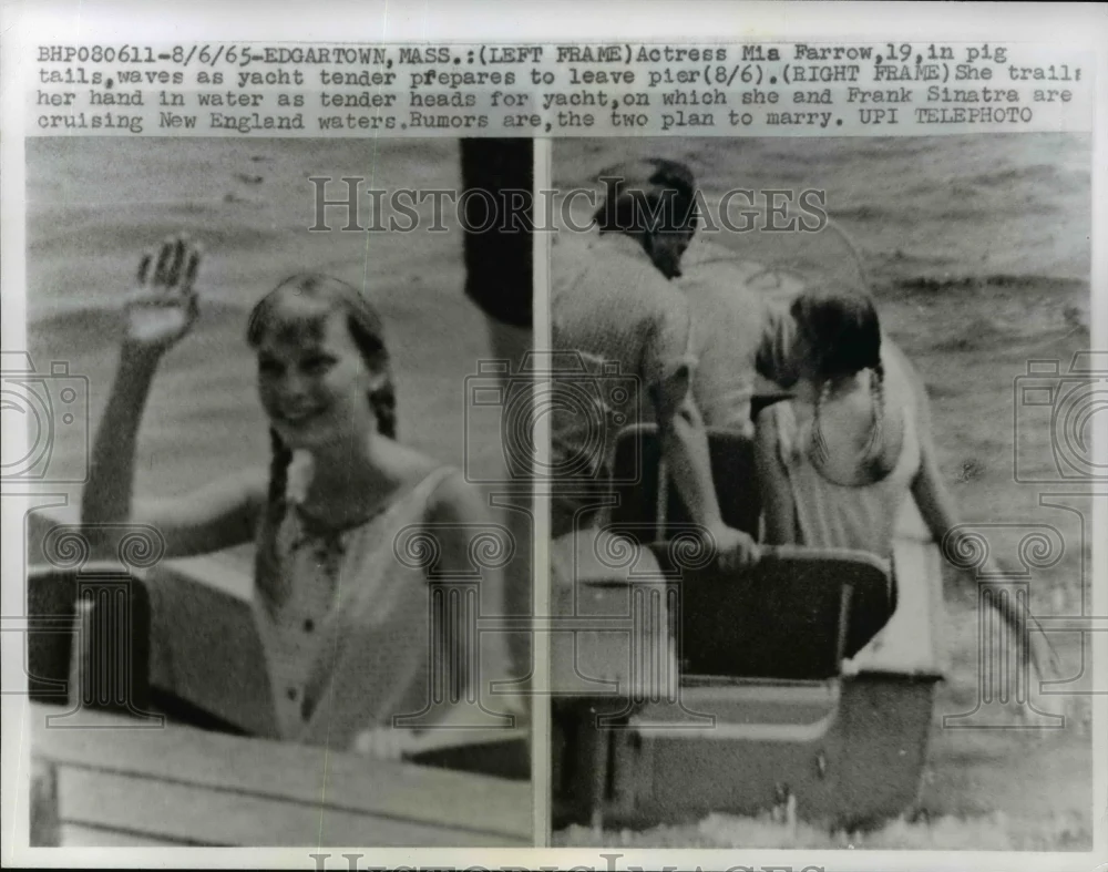 1965 Press Photo Mia Farrow Aboard Yacht, Edgartown, Massachusetts - nef41507