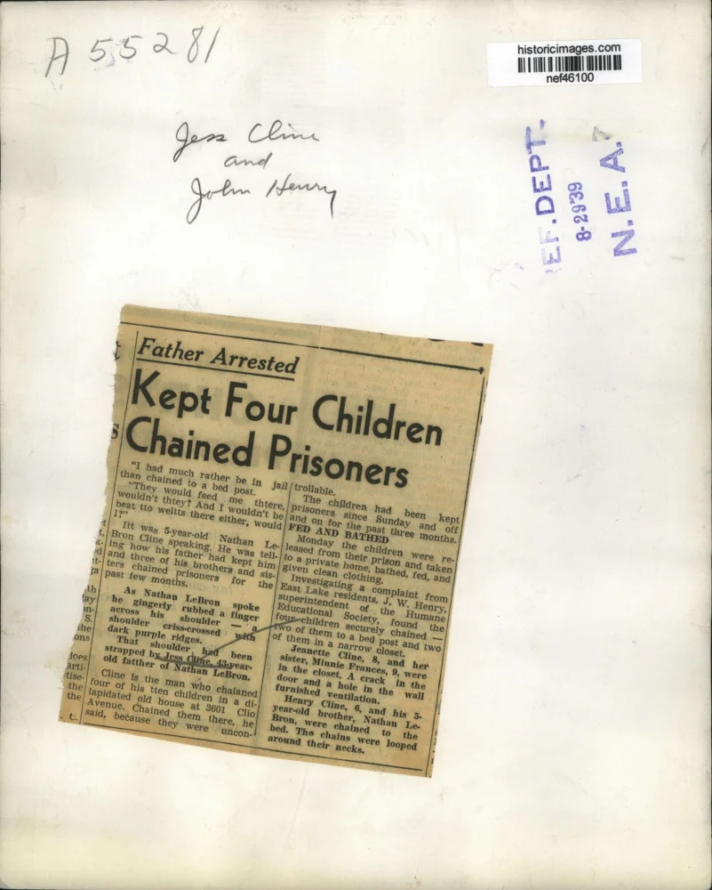1939 Press Photo Jess Cline, Held Children Captive in Chains - nef46100 - Image 2