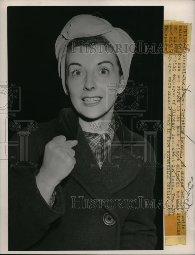 1949 Press Photo Mrs Christine Redmond Striking Employee of Clipper Instrument