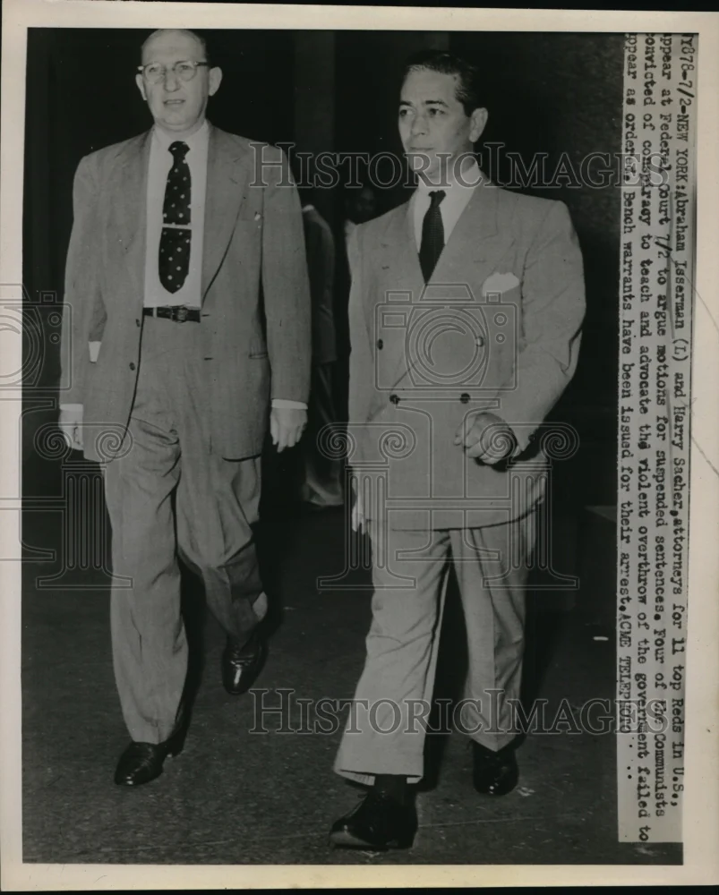1951 Press Photo Abraham Isserman and Harry Sacher Attorneys for 11 Reds in U.S