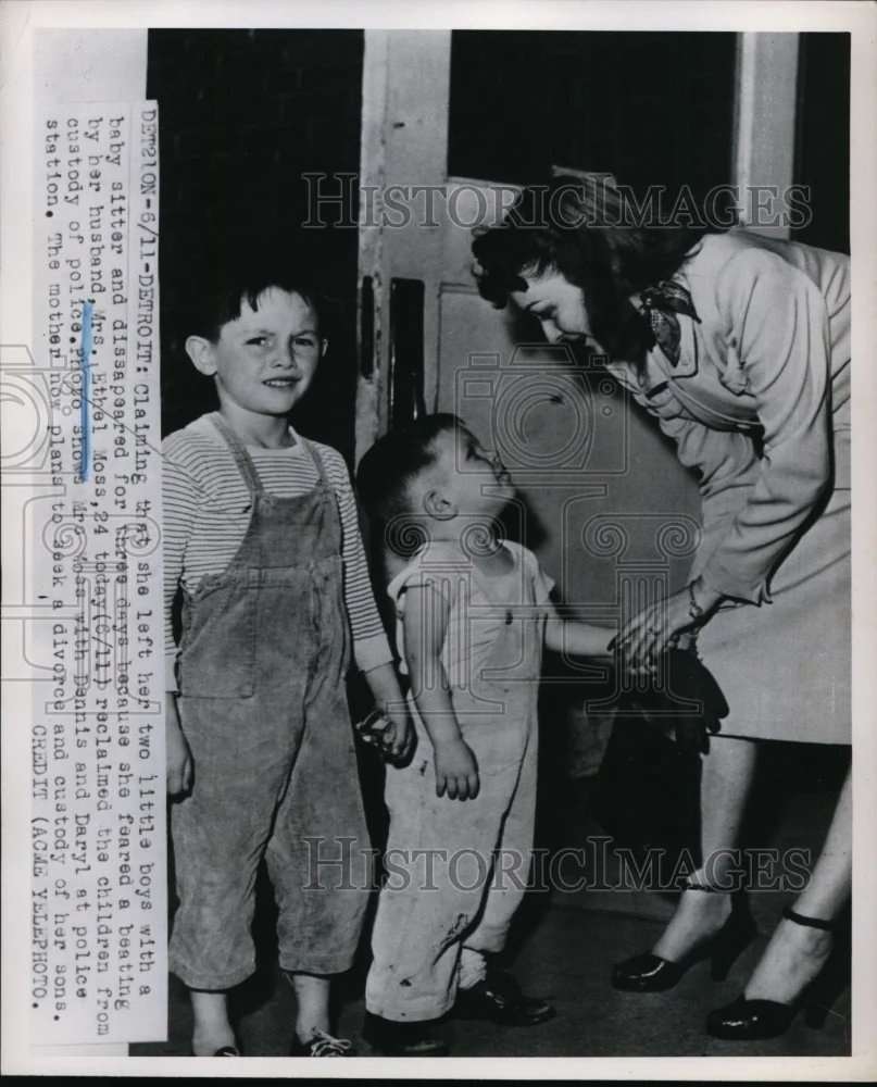 1951 Press Photo Mrs.Ethel Moss reclaimed her children from custody of Police