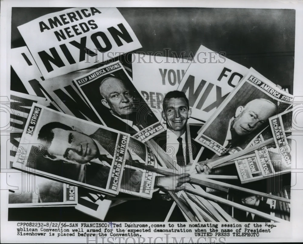 1956 Press Photo Ted Duchrome comes to the nominating session - nef51328