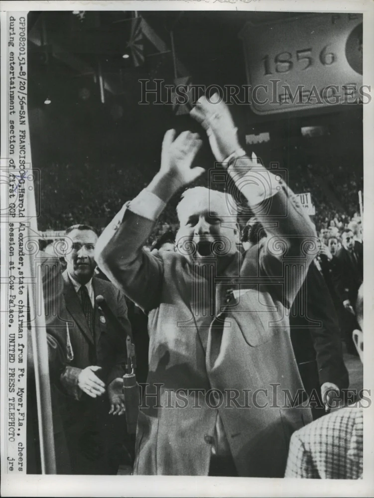 1956 Press Photo Harold Alexander cheers during entertainment section