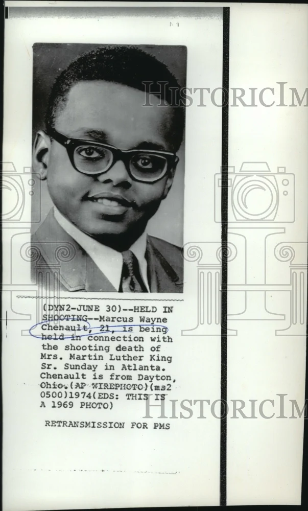 1969 Press Photo Marcus Wayne Chenault, Murdered Alberta King in Atlanta