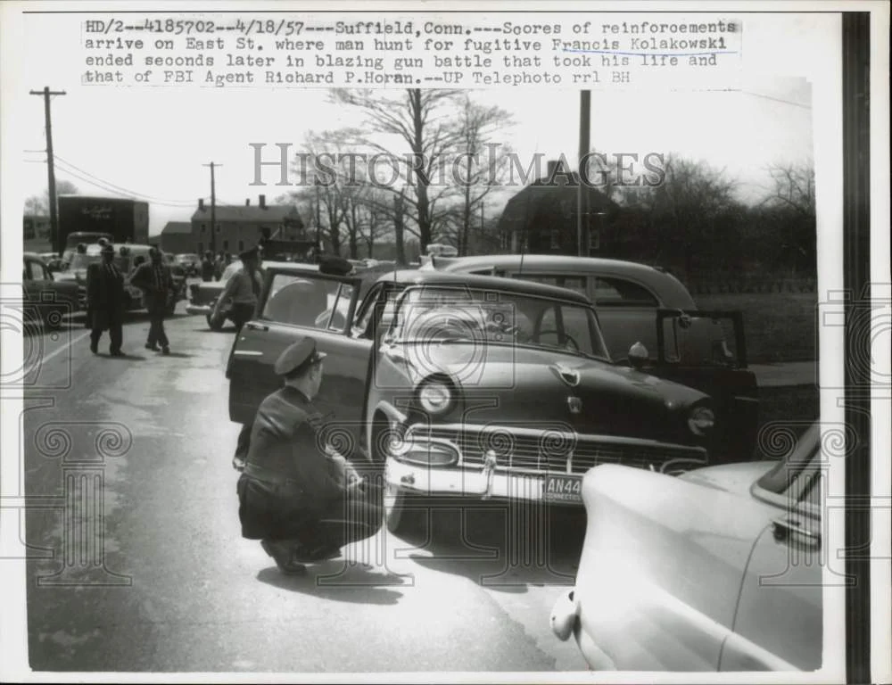 1957 Press Photo Scene of manhunt for fugitive Francis Kolakowski, Connecticut
