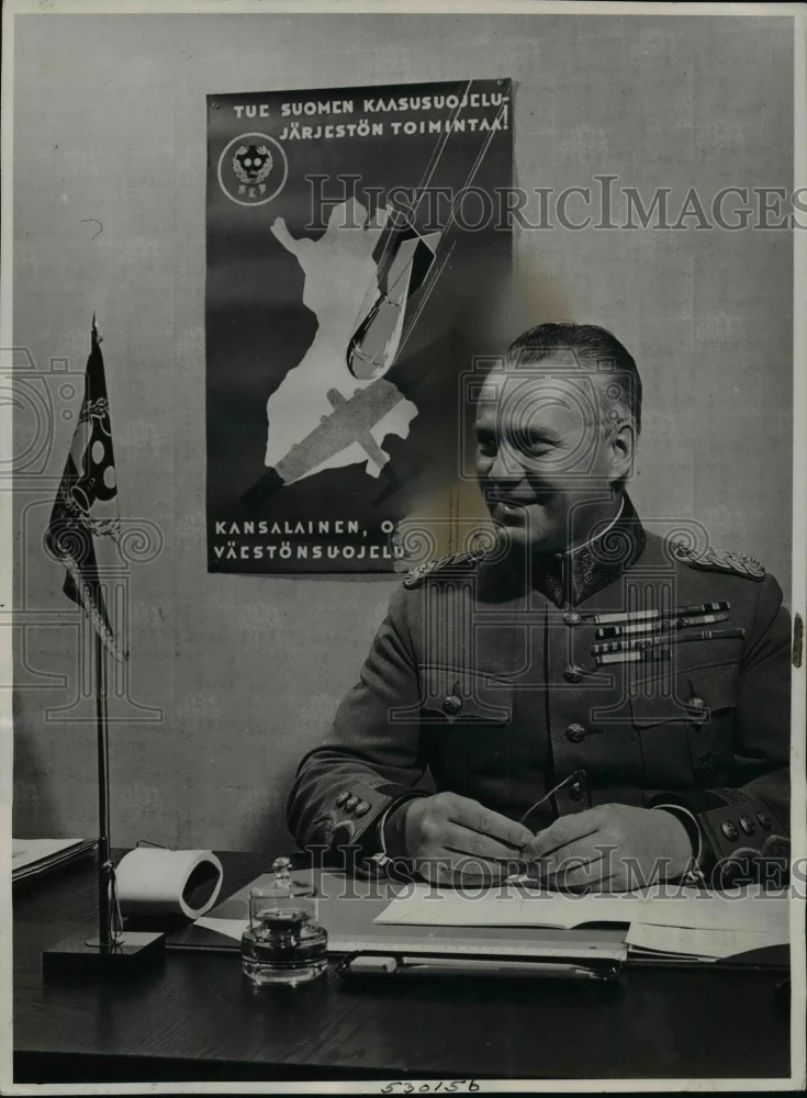 1933 Press Photo Maj Gen Aarue Sihoo Chief Finlands Air Raid Precaution Program