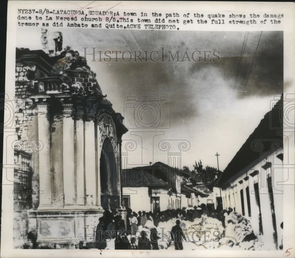 1949 Press Photo Earthquake Damage at Le Merced Church, Latacunga, Ecuador