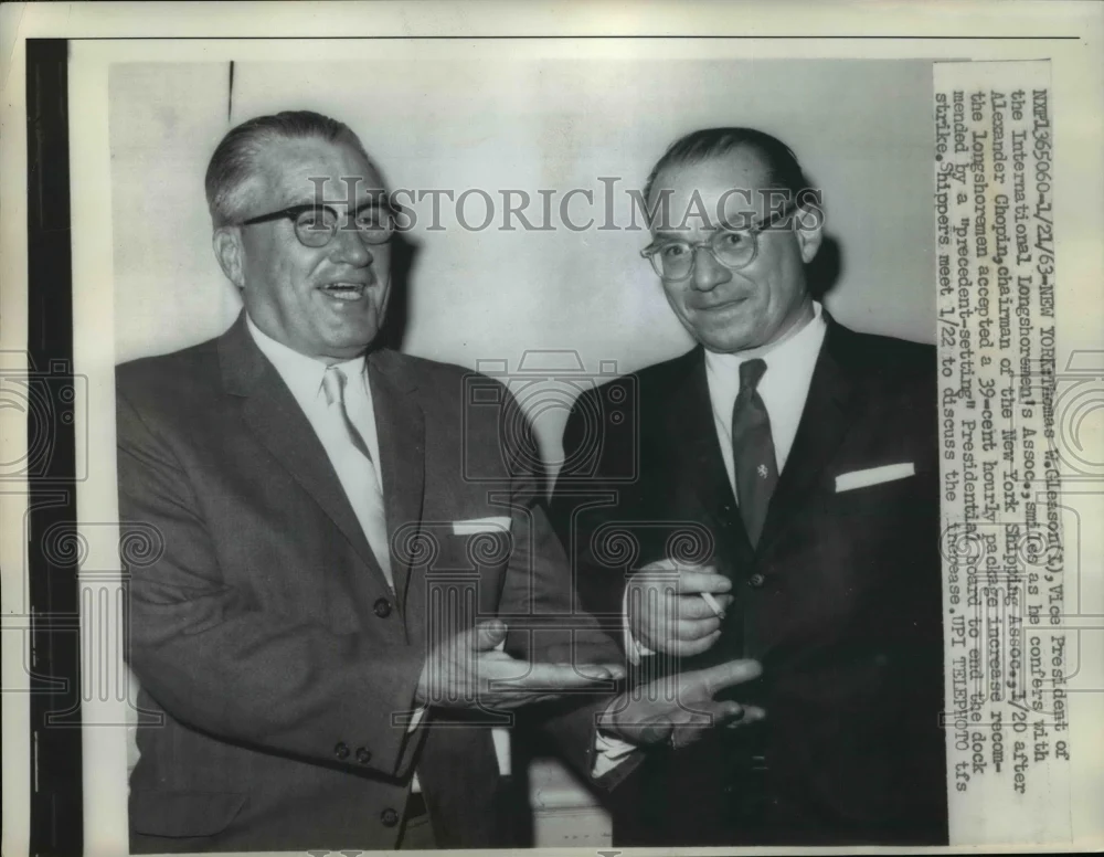 1963 Press Photo Thomas Gleason Internalional Longshoremen's Assn, A Chandler
