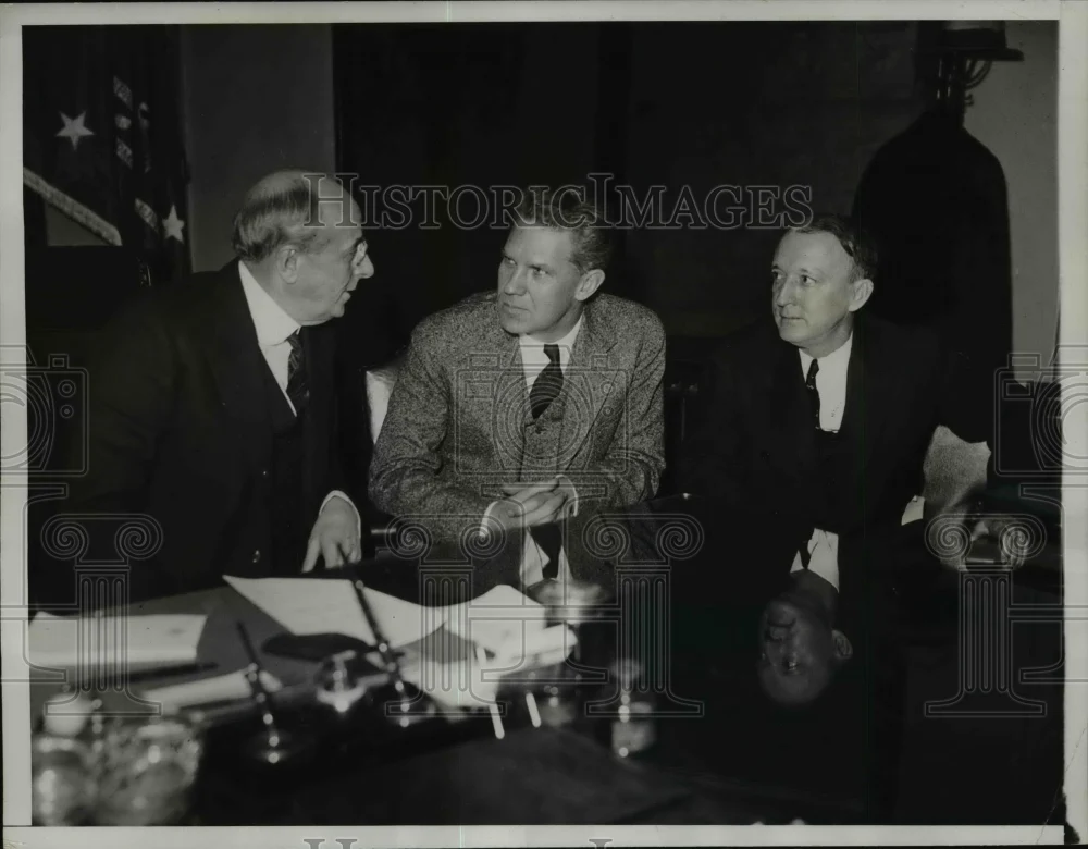 1934 Press Photo Dept of Justice Airmail probe Atty Gen HS Cummings, CL Ristine