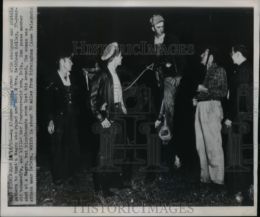 1950 Press Photo AL Posse Hunts Black Man Over Alleged Rape and Murder