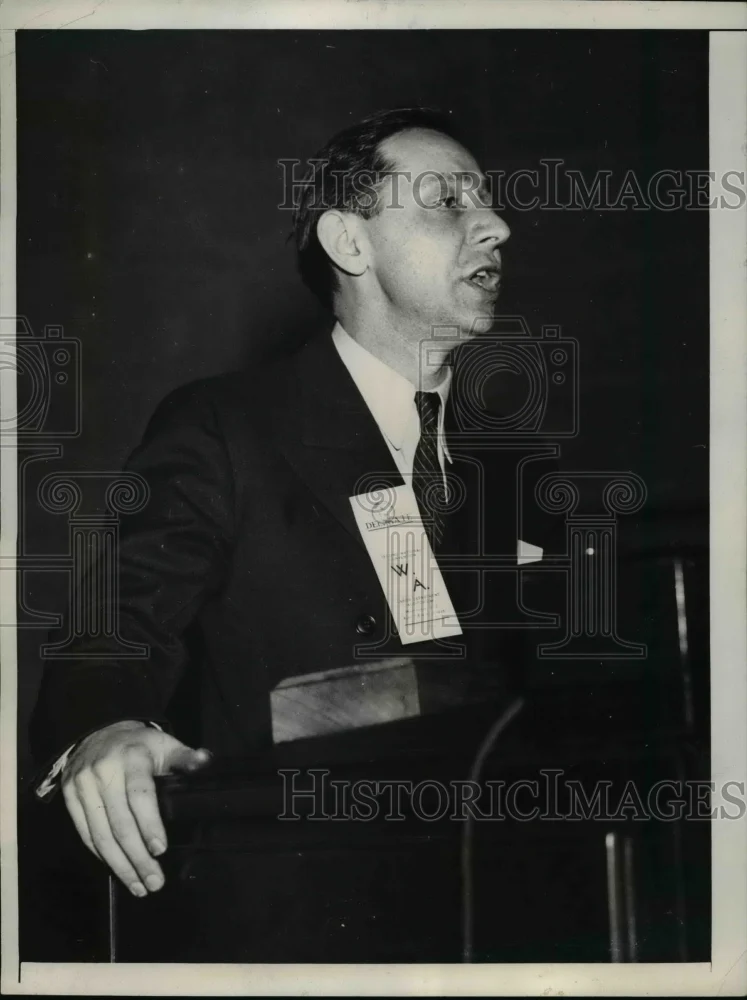 1936 Press Photo David Lasser Pleads National Work Relief Program Washington DC