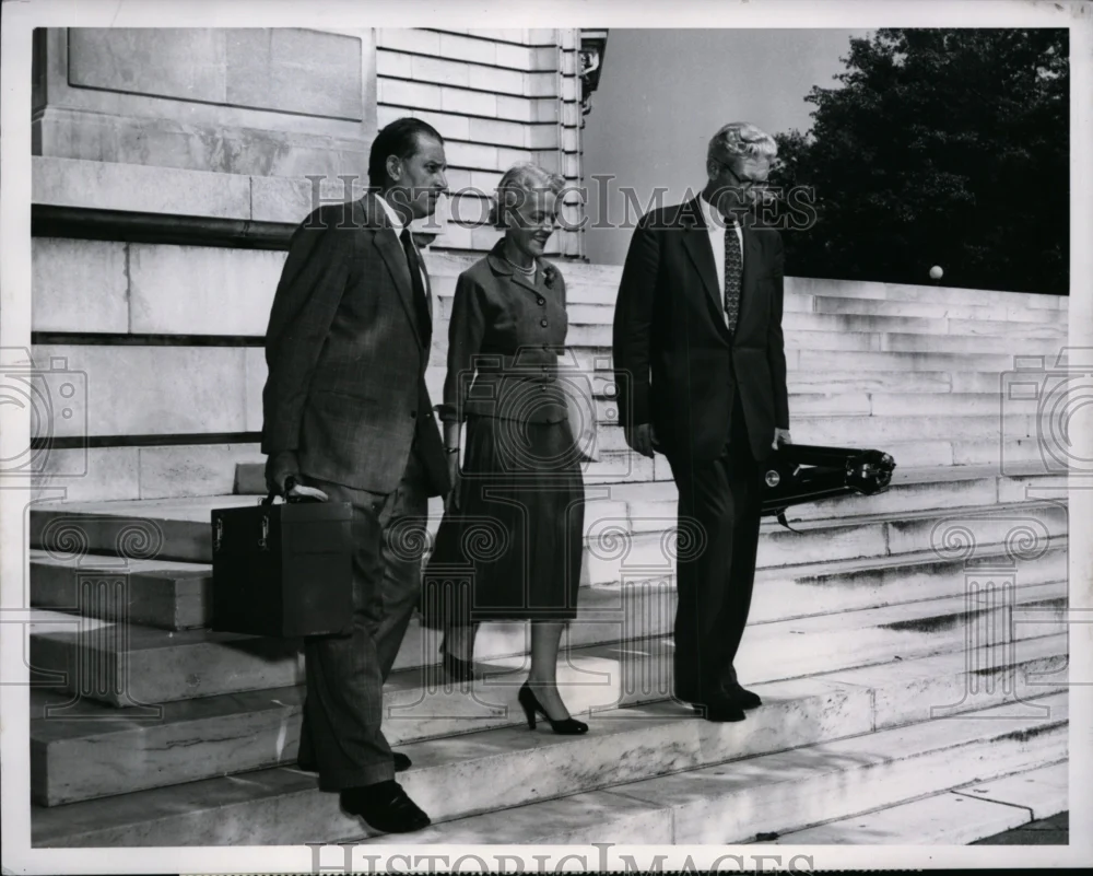 1954 Press Photo Bobby Huttenloch, Sen Margaret Smith, Charles Mack on Program