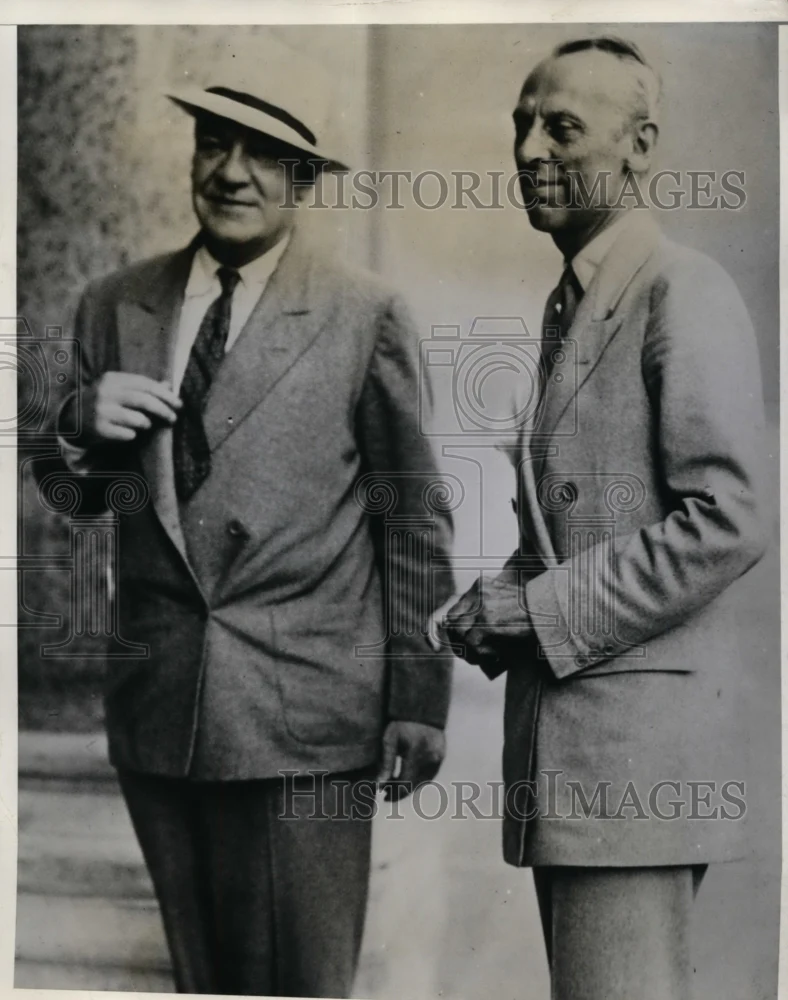 1933 Press Photo Gen Hugh S Johnson Visits Detroit to Confer with Manufacturers