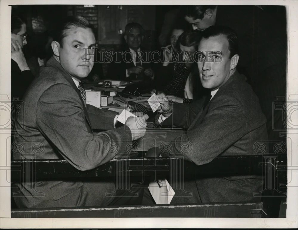 1940 Press Photo John Shipwreck Kelly & Dan Topping Dodgers owner
