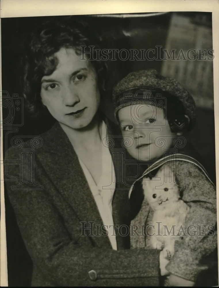 1923 Press Photo Mrs. Mary C. Tenney & Child, Divorced from Leon Tenney