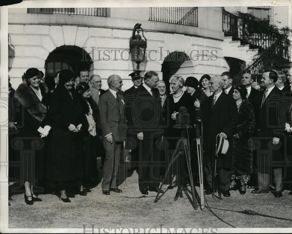 1931 Press Photo Pres & Mr sHoover, R Pratt of NY, Mrs A Hert
