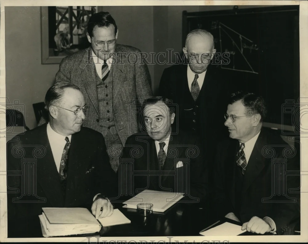 1938 Press Photo Wage Hour Administrator Elmer F Andrews D Nelson S Hillman