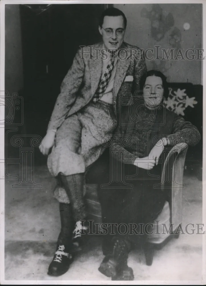1937 Press Photo Princess Juliana & Husband Price Bernard de Lippe on Honeymoon