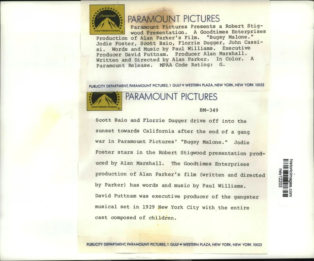 1976 Press Photo Actors Scott Baio, Florrie Dugger in Movie "Bugsy Malone" - Image 2