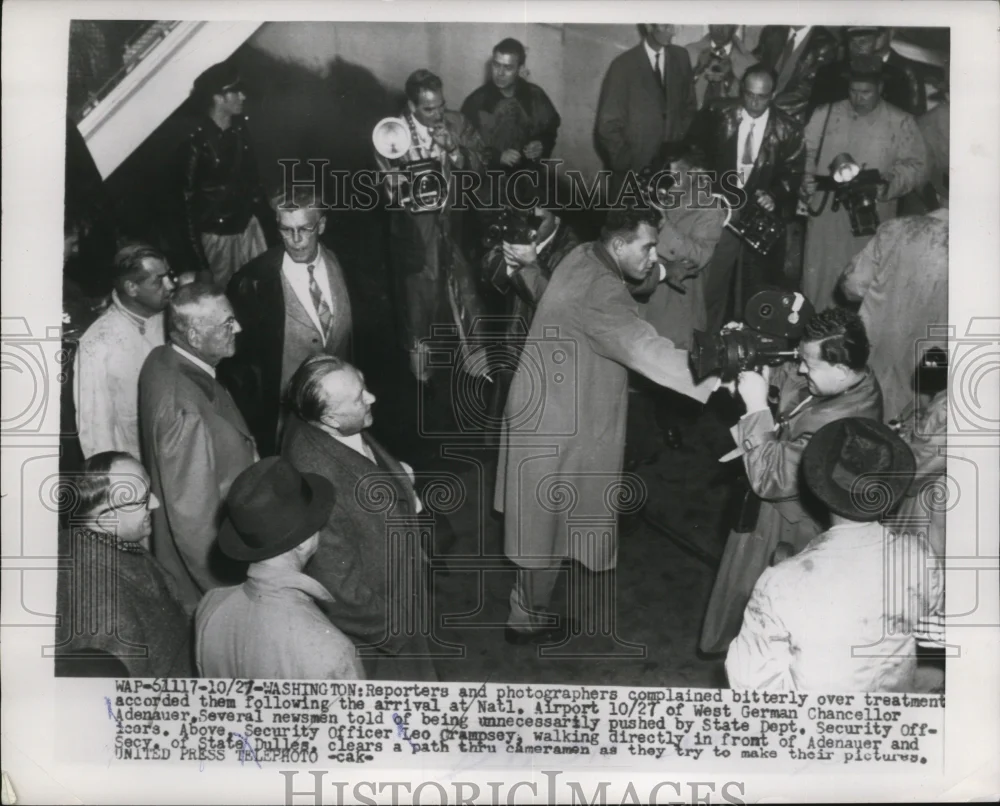 1954 Press Photo Chancellor Adenauer Photographed by Press at National Airport