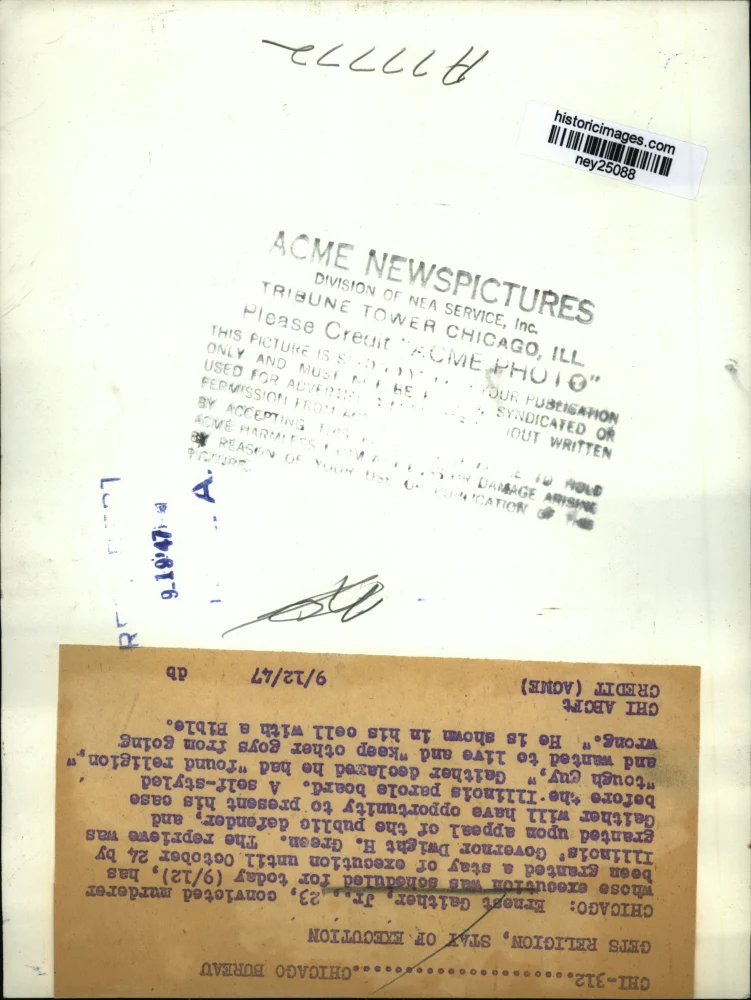 1947 Press Photo Ernest Gaither Jr. granted stay of execution in Illinios - Image 2