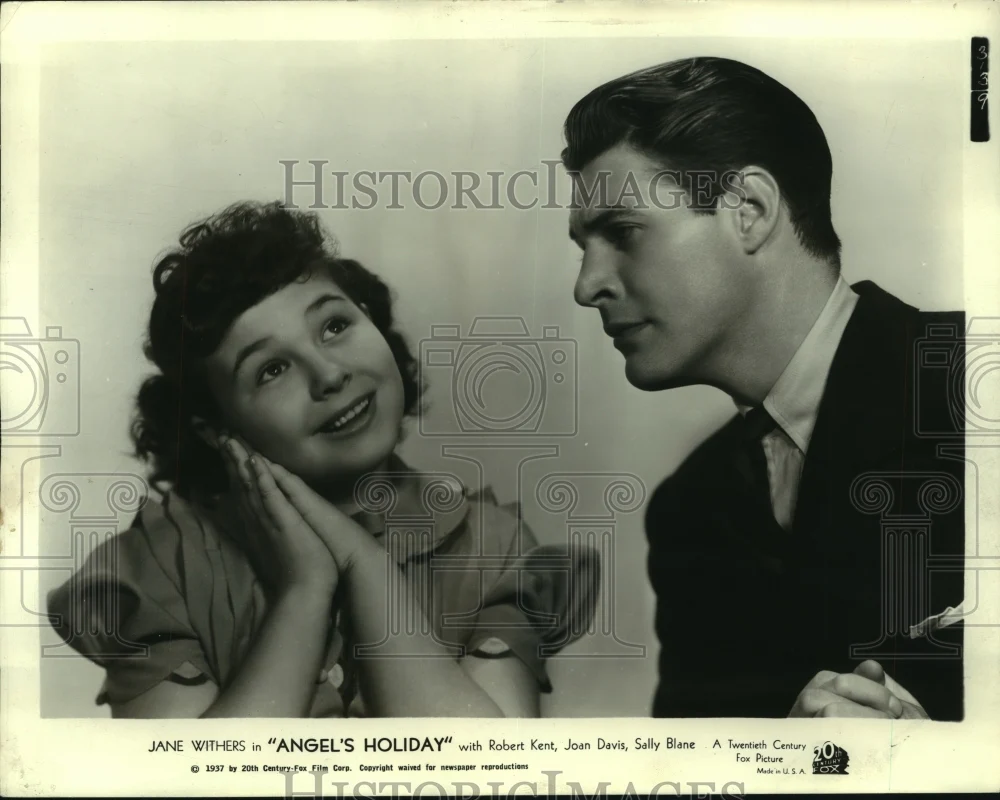 1937 Press Photo Jane Withers Stars In "Angel's Holiday" With Robert Kent