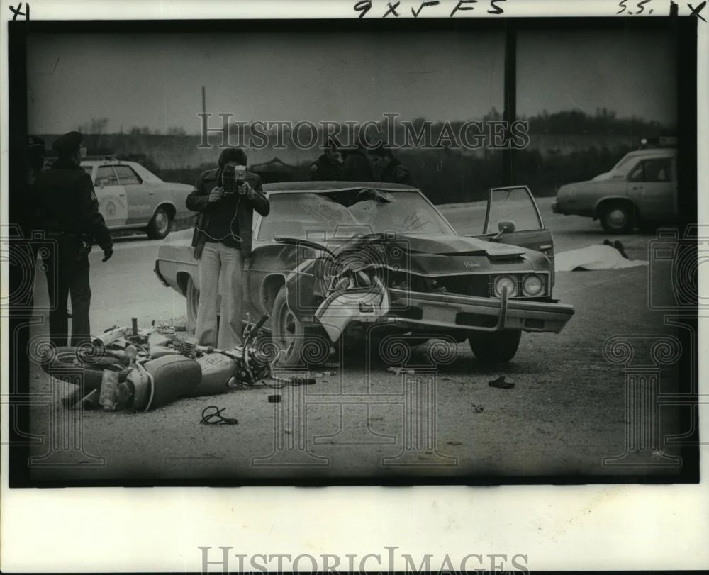 1979 Press Photo Cyclist killed in head-on crash, New Orleans - noa12270